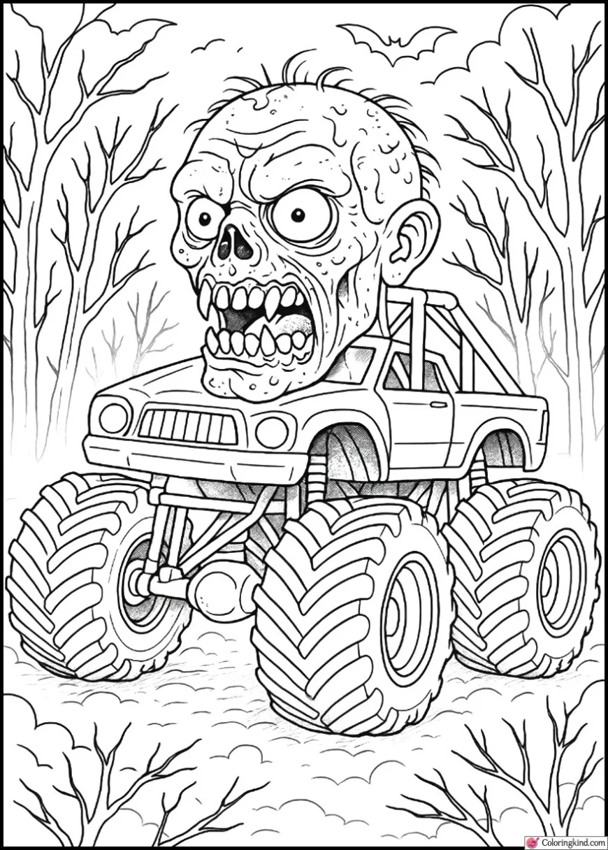 Zombie Monster Truck Driving Through