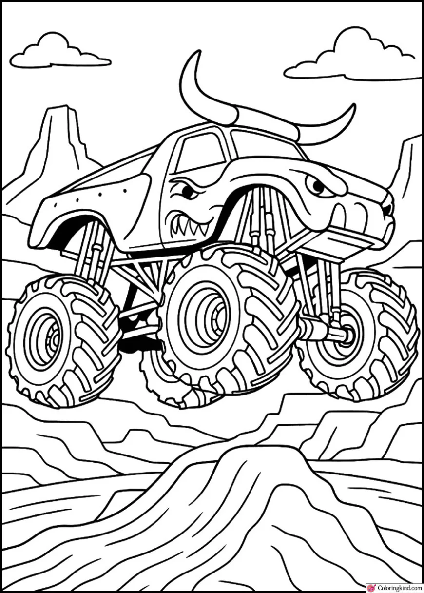 El Toro Loco Charging Across a Desert Canyon