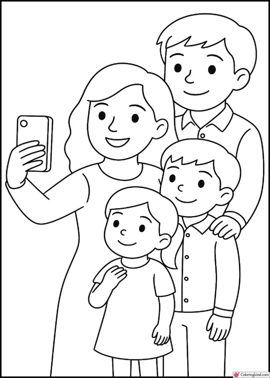 Cute Family Taking a Photo Together