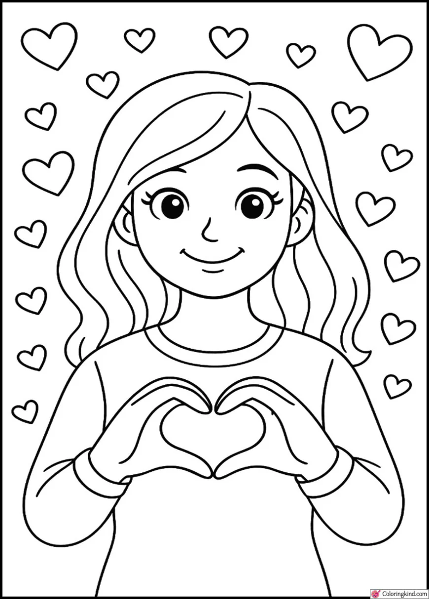 Cute Mom Surrounded by Love Hearts