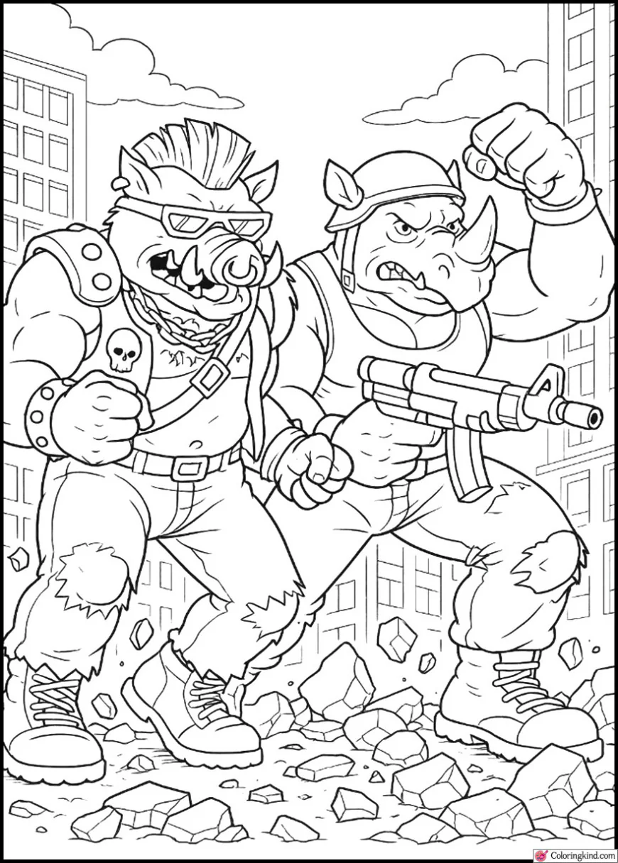 Bebop and Rocksteady Wrecking the Streets