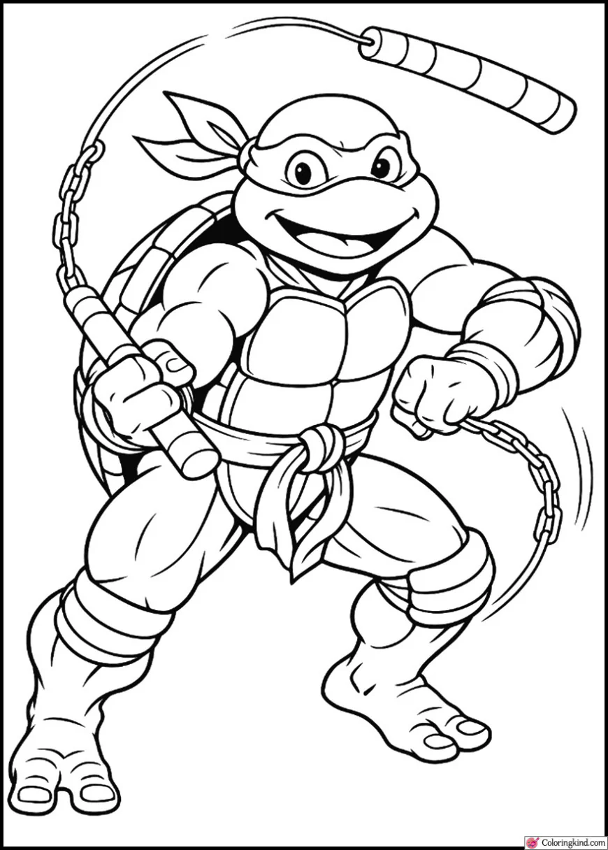 Michelangelo’s Nunchaku in Motion