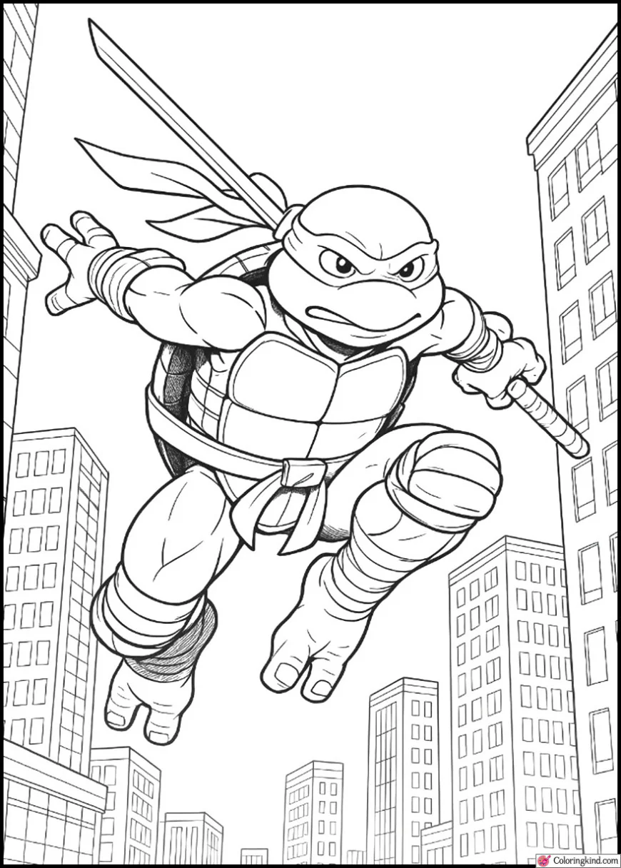 Turtles Leaping Between Tall Buildings