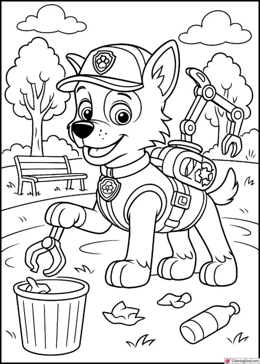 Rocky Cleaning Up the Park with Recycle Gear