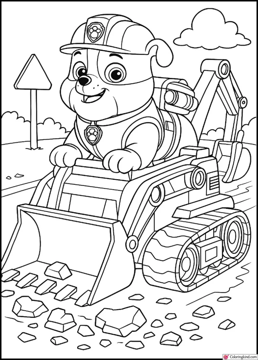 Rubble Fixing the Road with His Bulldozer