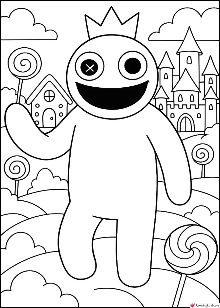 Blue Rainbow Friend in Candyland Kingdom