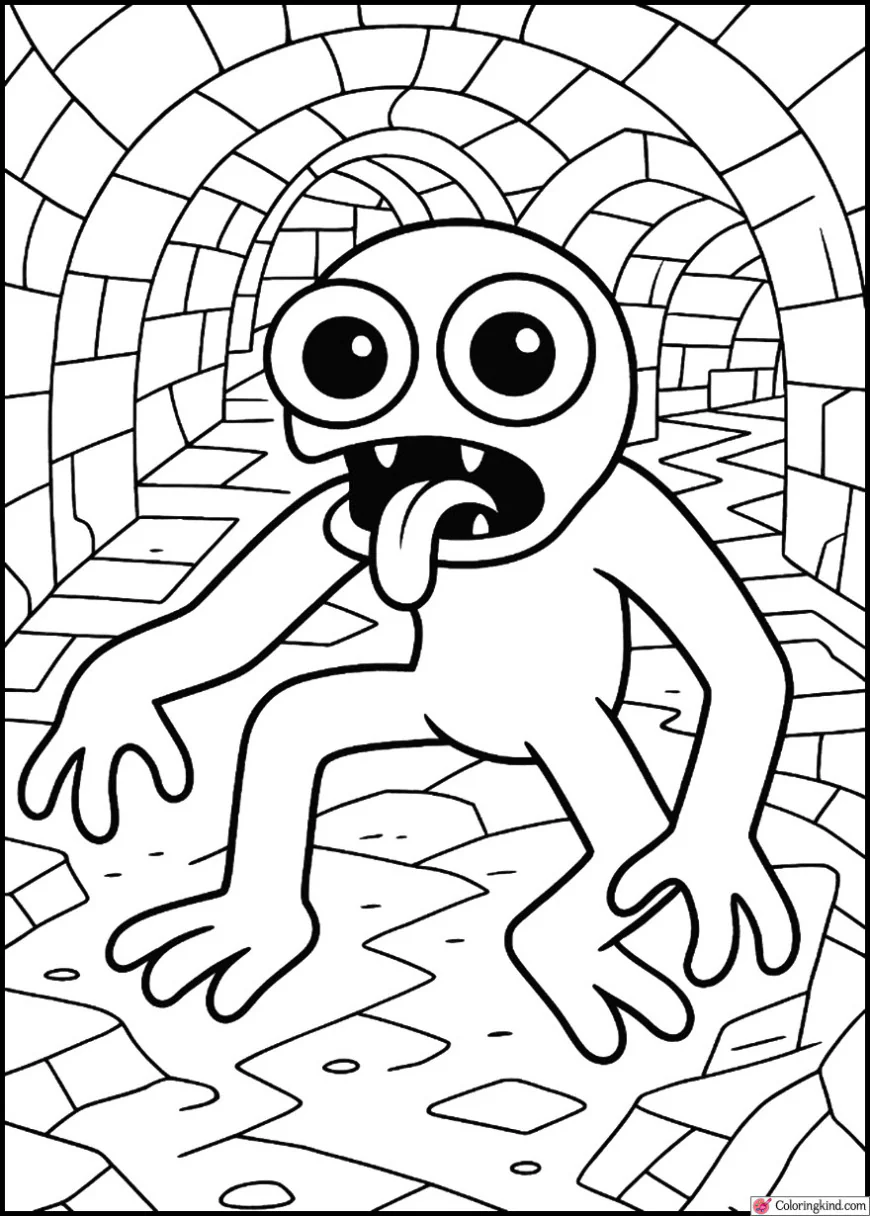 Purple Rainbow Friend in Underground Tunnel Maze