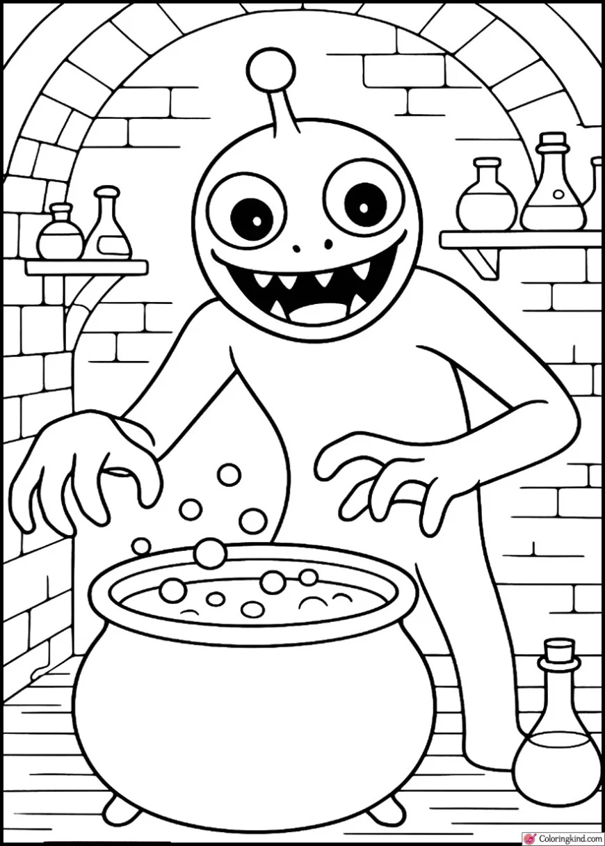 Purple Rainbow Friend in Magic Potion Room