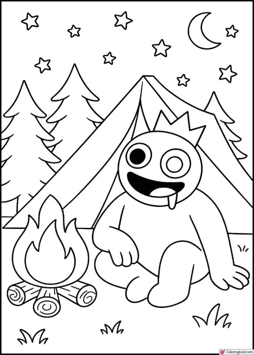 Rainbow Friend Camping at Night