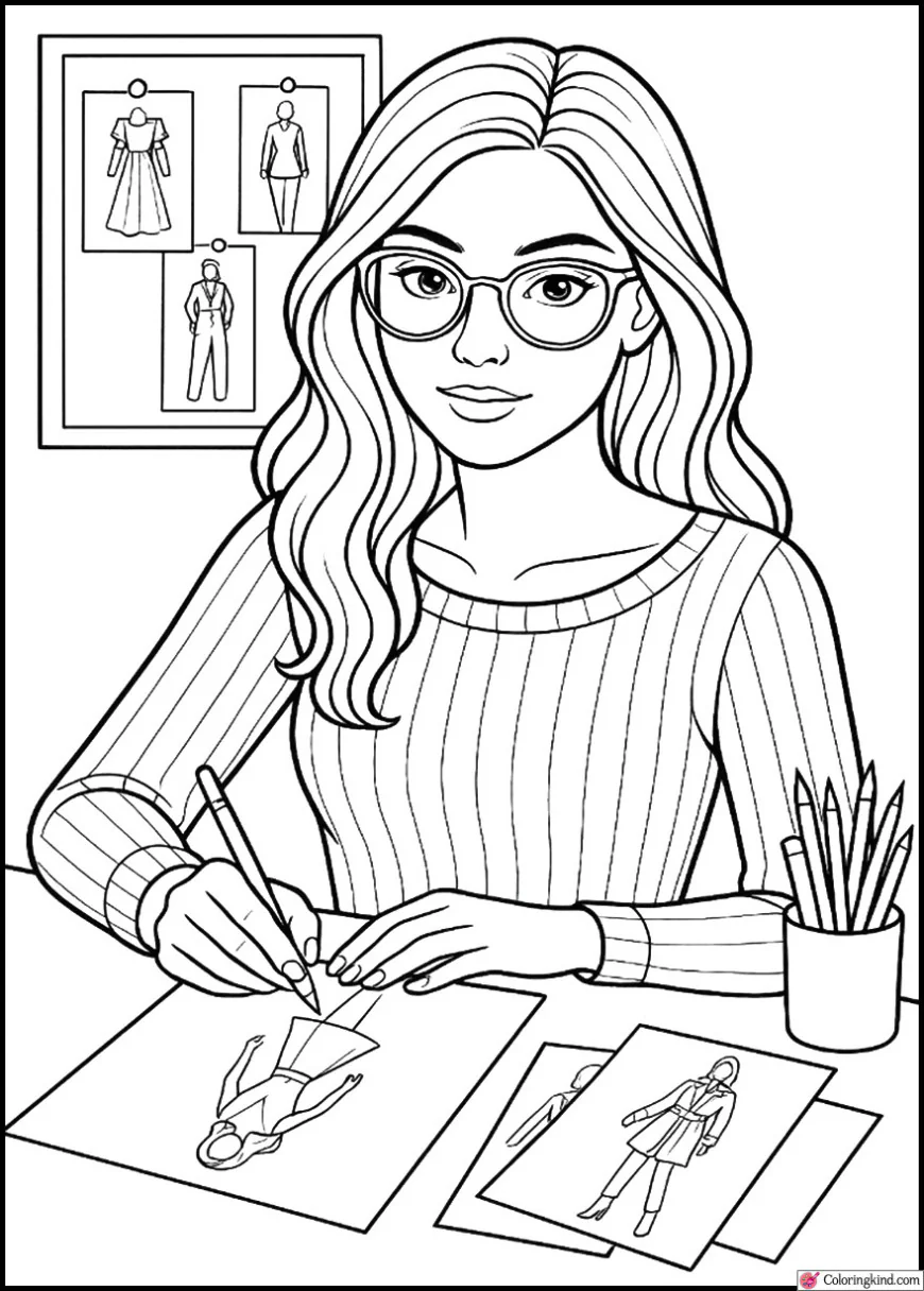 Designer Drawing Fashion Sketches