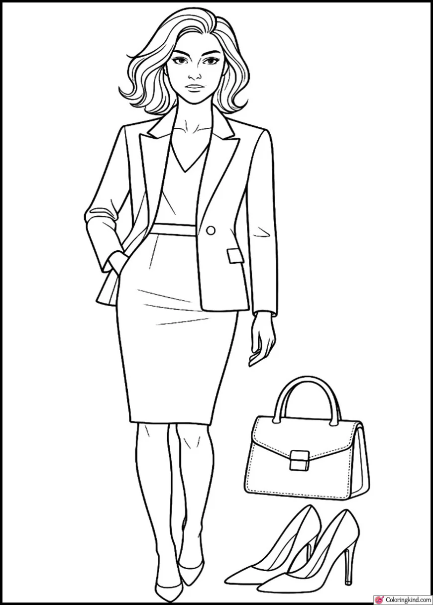 Fashion Sketch with Shoes and Bag