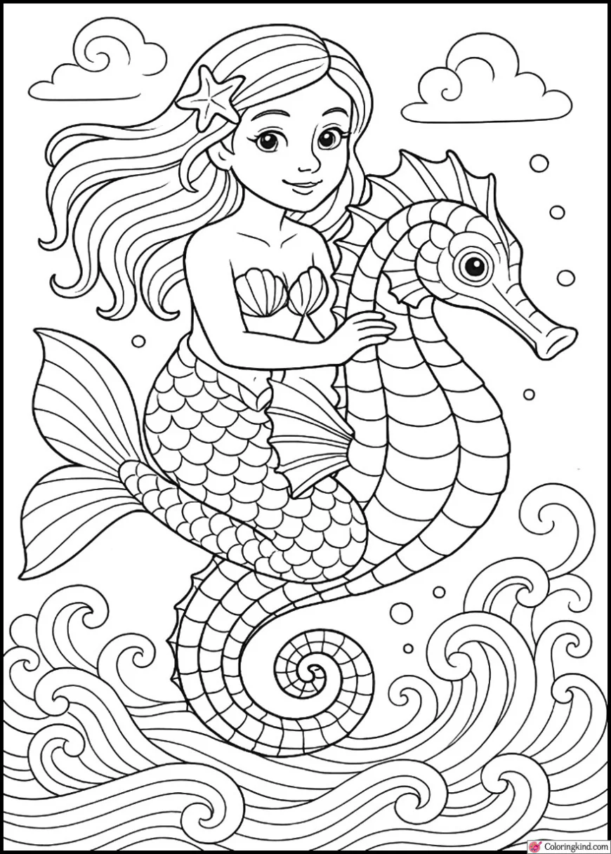 Mermaid Riding a Seahorse