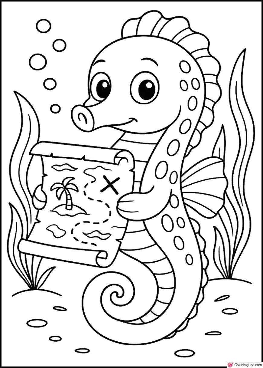Seahorse Carrying a Treasure Map