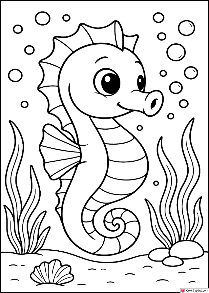 Seahorse Blowing Bubbles Underwater