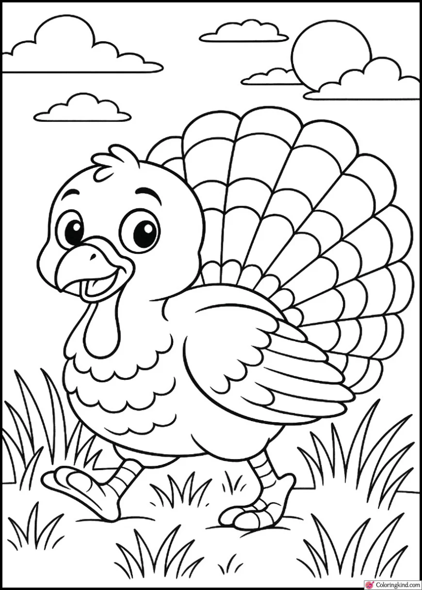 Turkey Walking in the Morning Dew