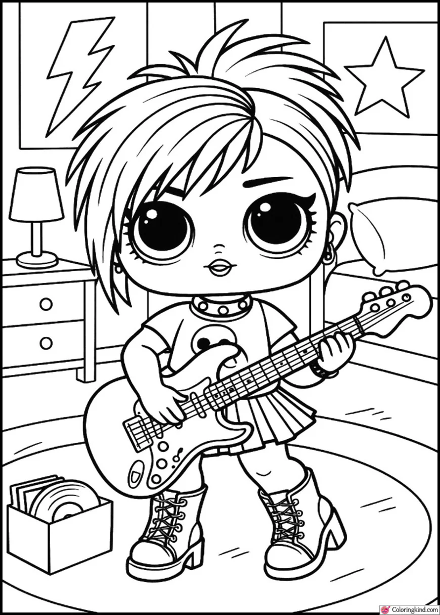 Grunge Grrrl Playing Guitar in Her Room