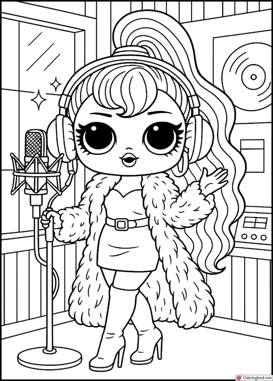 Lady Diva Singing in a Recording Studio