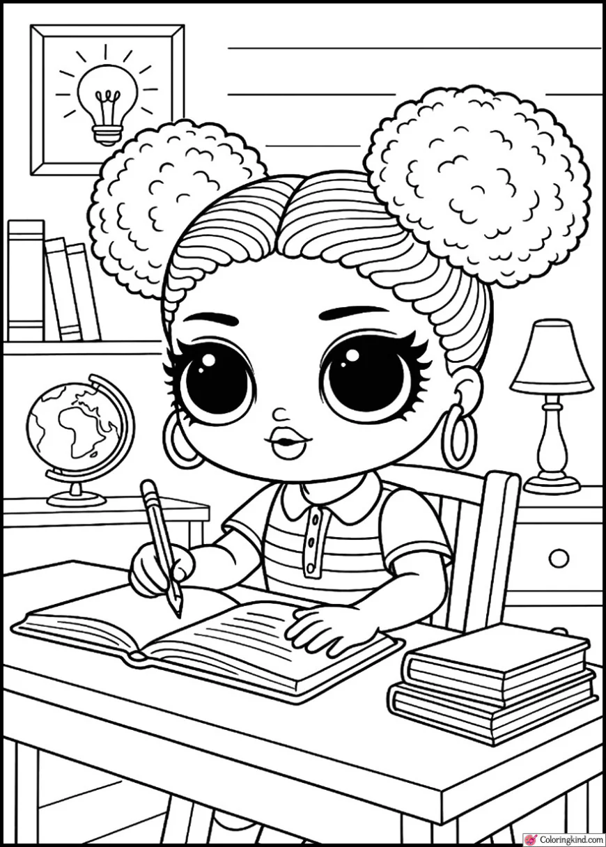 Royal Bee Doing Homework in Her Study Room