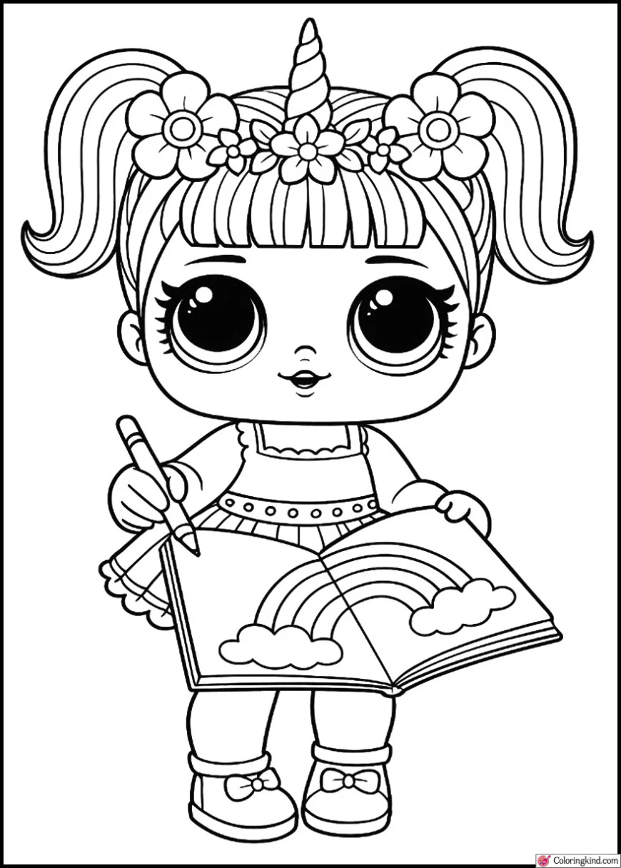 Unicorn Coloring in a Rainbow Notebook