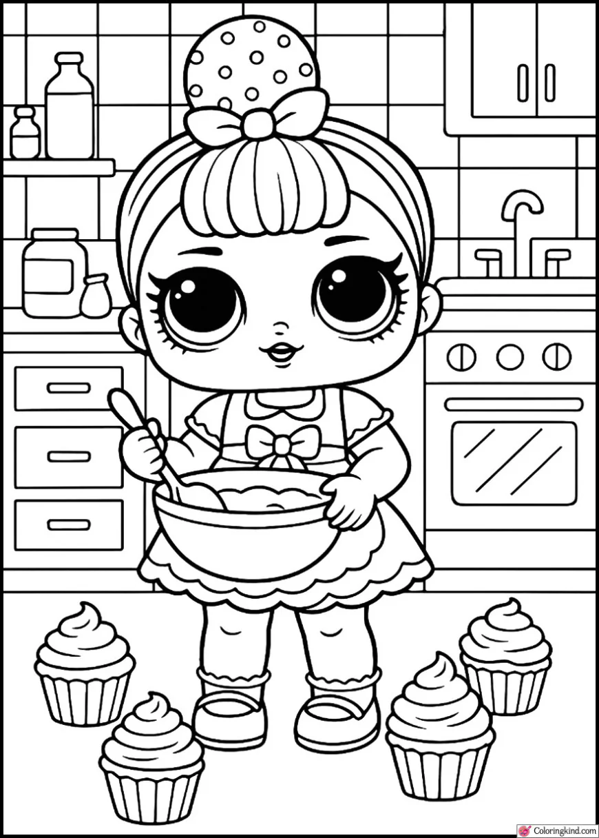 Bon Bon Baking Cupcakes in a Pink Kitchen