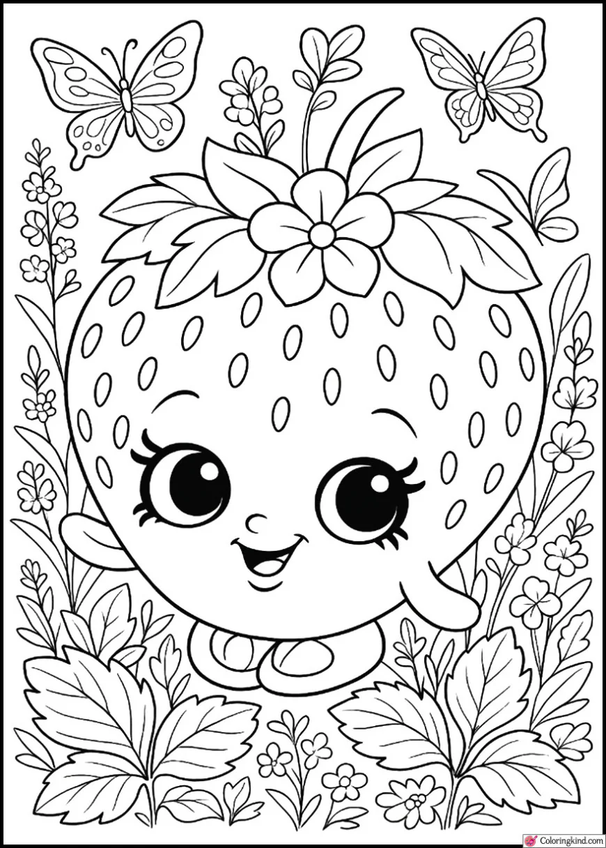 Strawberry Kiss in a Butterfly Garden