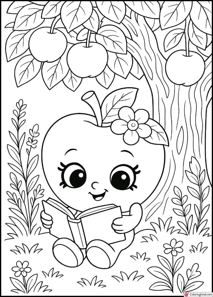 Apple Blossom Reading Under a Big Apple Tree