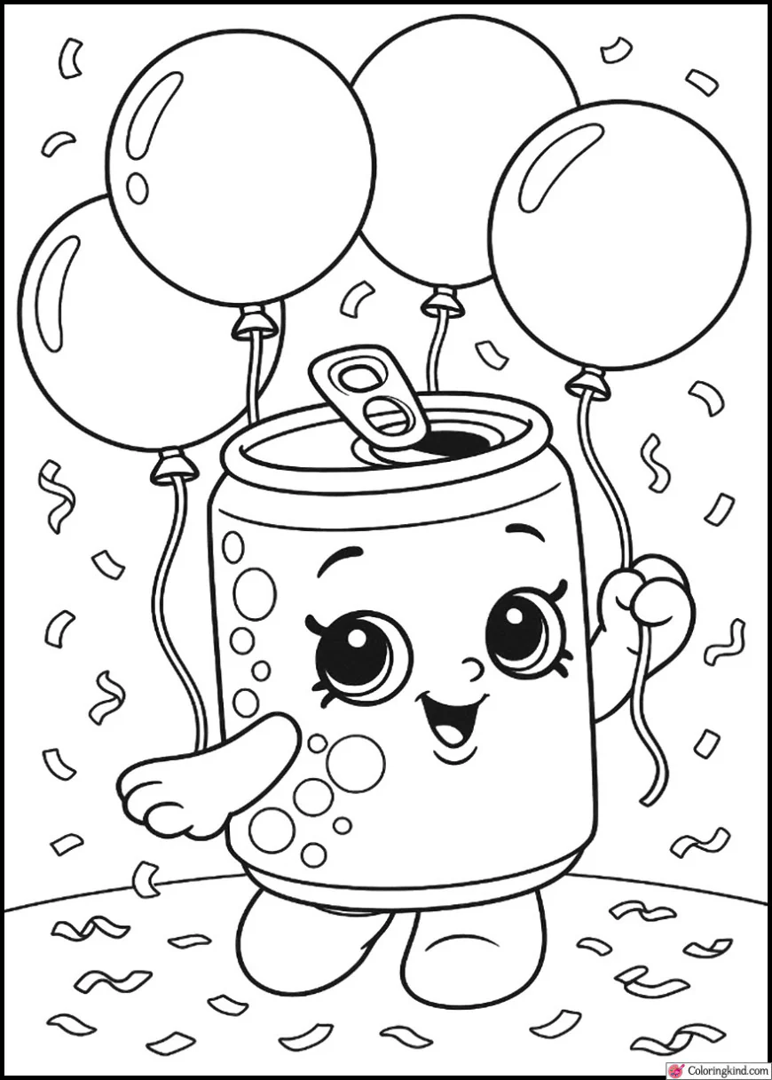 Bubbles the Soda Can Playing with Party Balloons