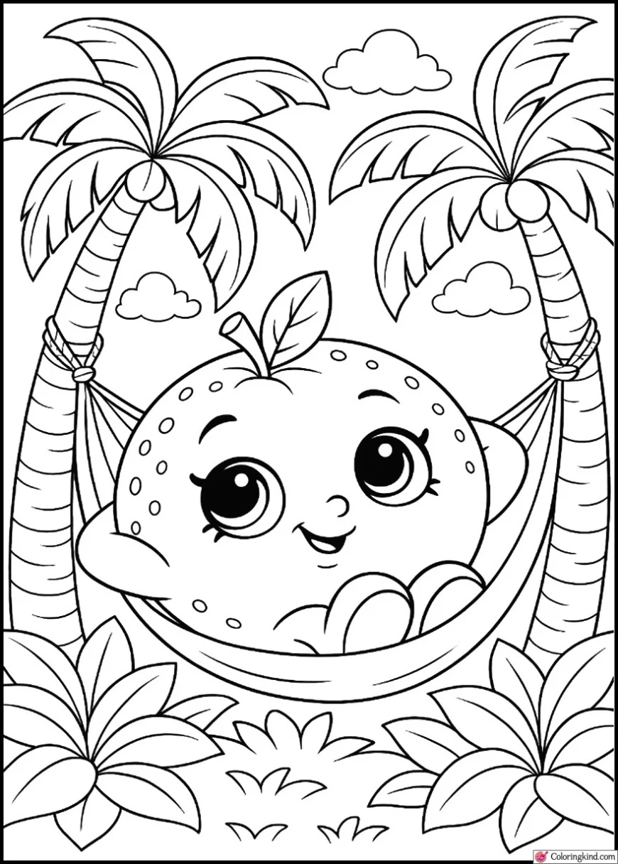 Juicy Orange Relaxing Under Palm Trees