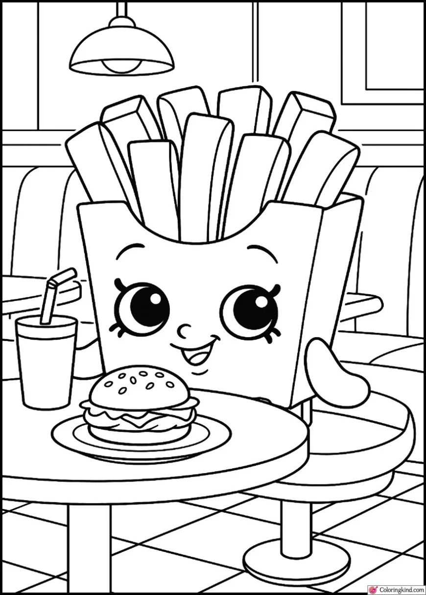 Fiona Fries Enjoying Lunch at a Diner