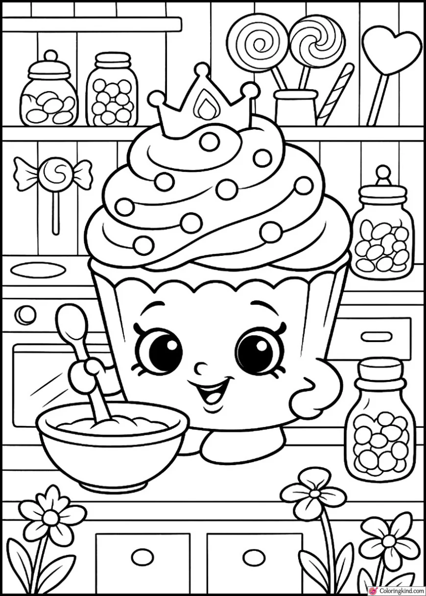 Shopkins Cupcake Queen Baking in a Candy Kitchen