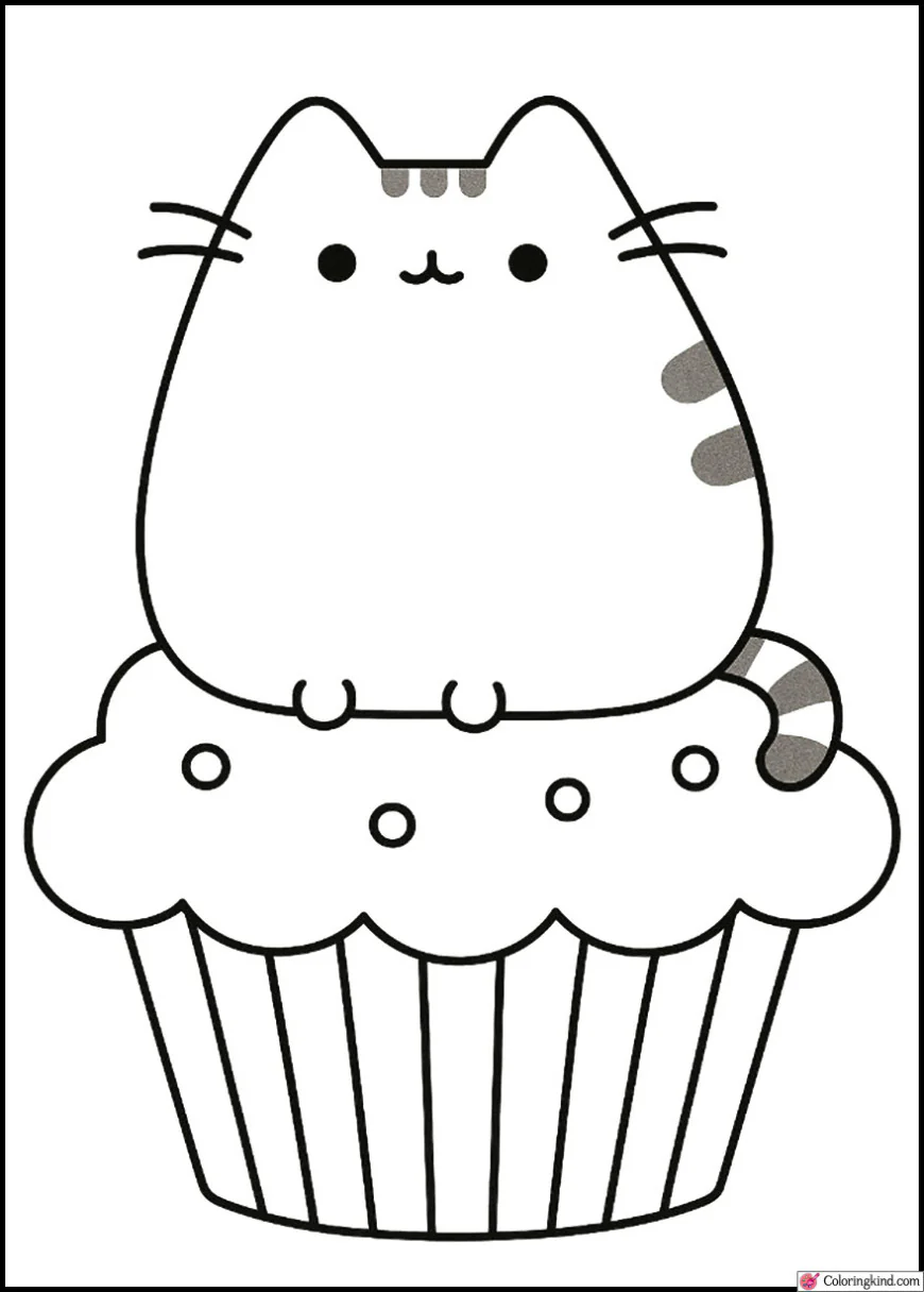 Pusheen Sitting on a Giant Cupcake Cloud