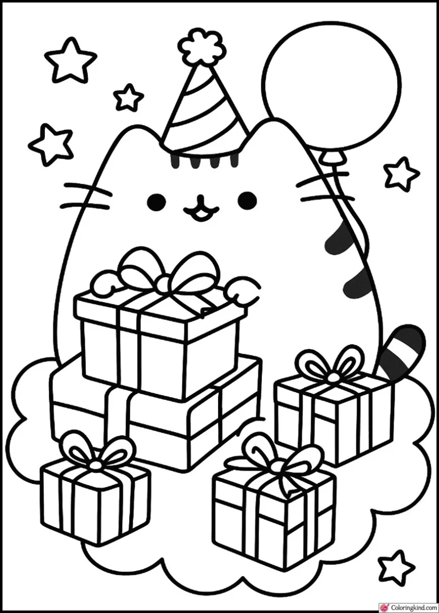 Pusheen Opening Birthday Presents