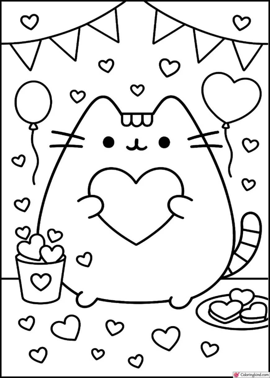 Pusheen at a Valentine’s Party