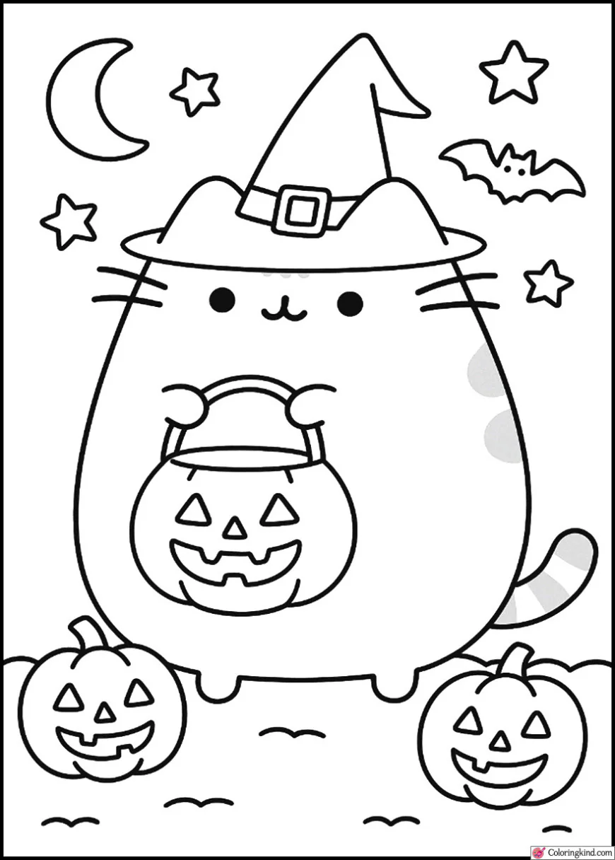 Pusheen Trick-or-Treating on Halloween Night