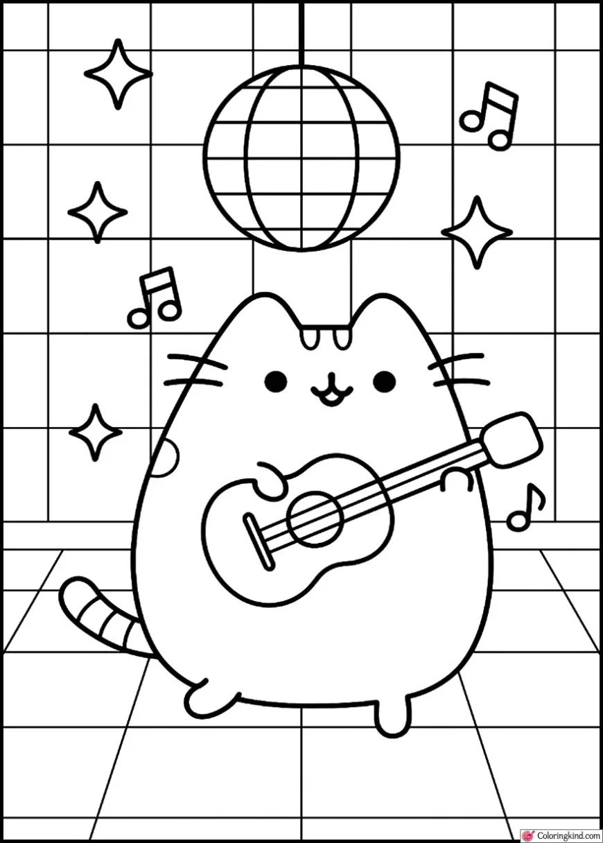 Pusheen Dancing in a Disco Room