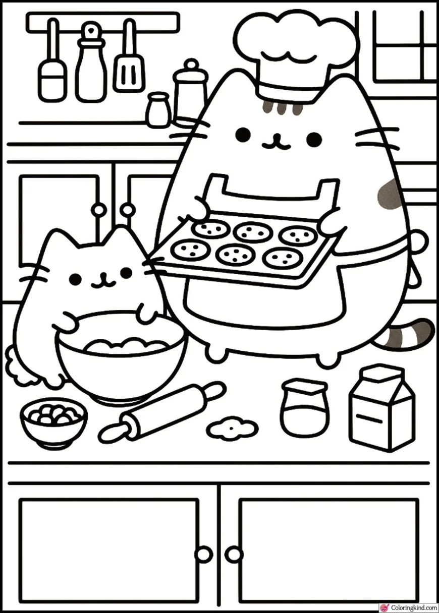 Pusheen and Pip Watching TV on a Couch with Snacks
