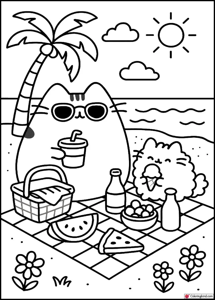 Pusheen and Pip Having a Summer Beach Picnic