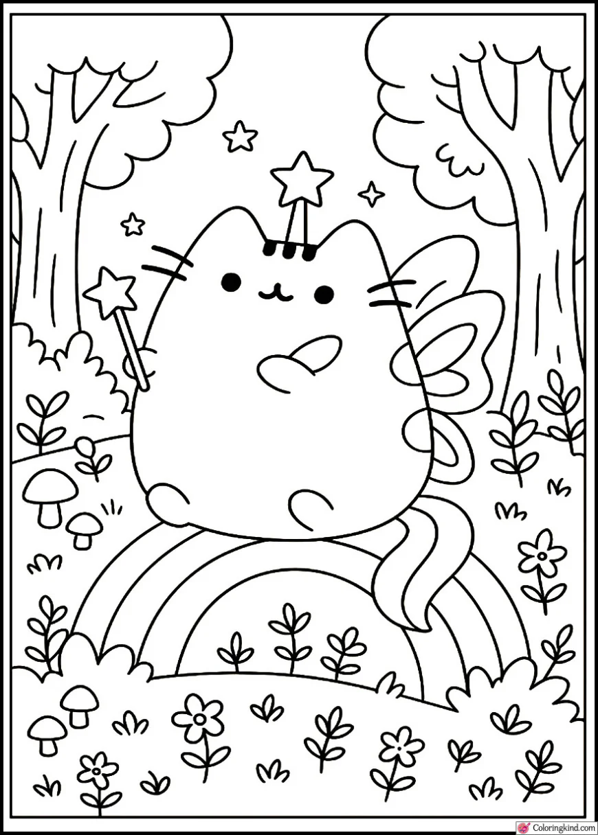 Fairy Pusheen in an Enchanted Forest