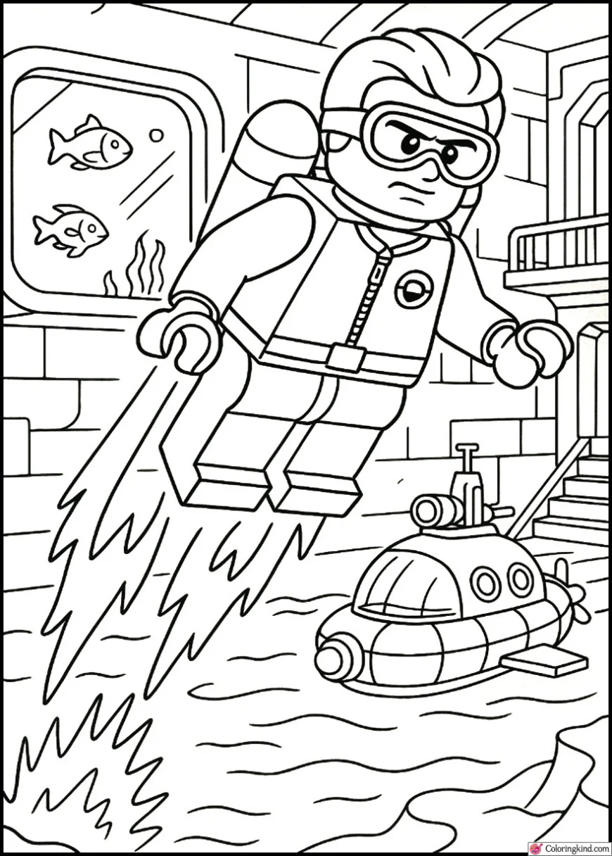 Spy escaping submarine base using jetpack