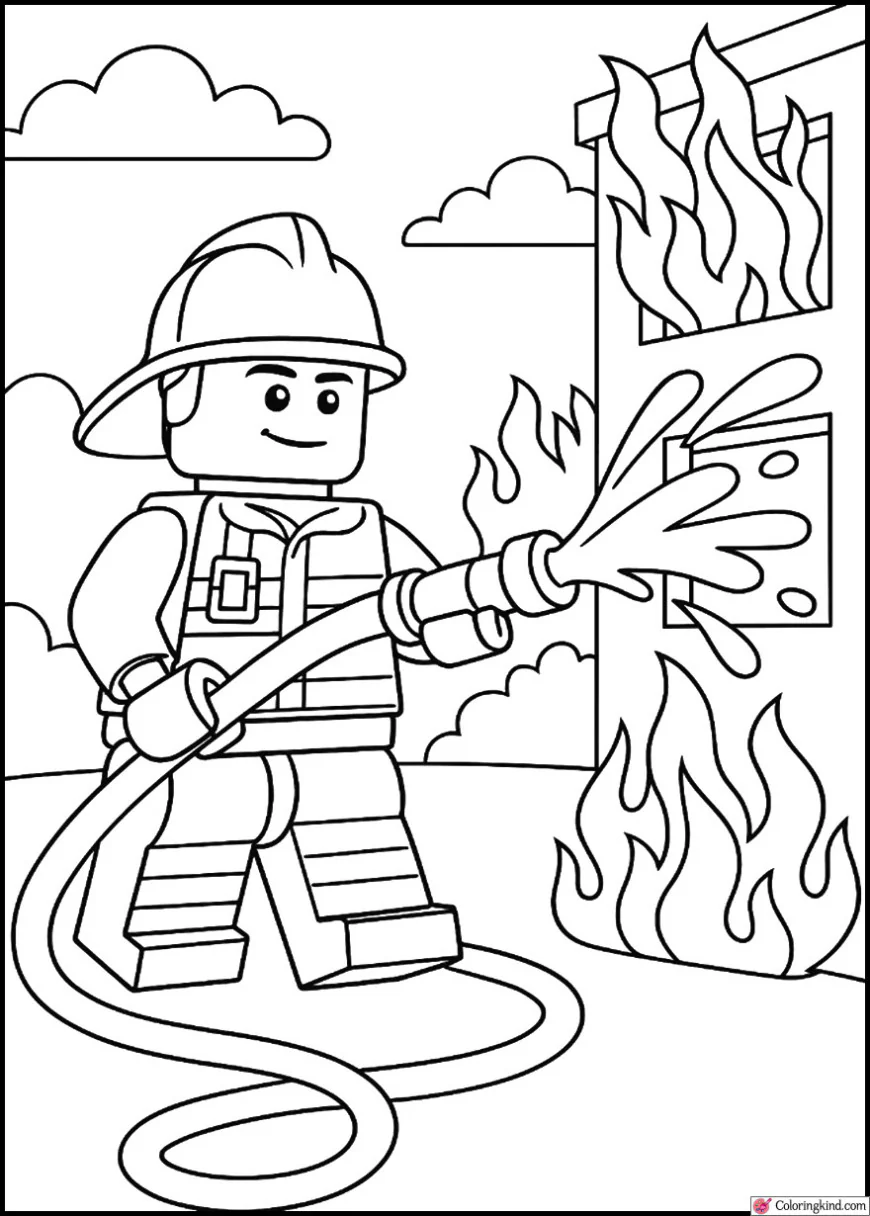 Firefighter controlling hose in rescue mini-game