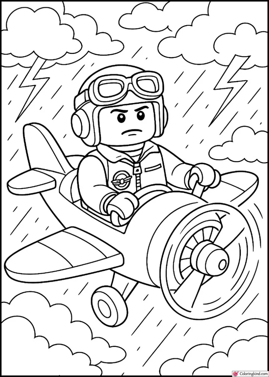 Pilot flying airplane through storm clouds