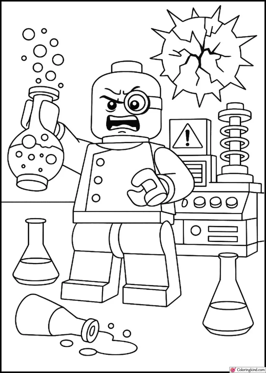 LEGO Supervillain Creating Chaos in a Lab