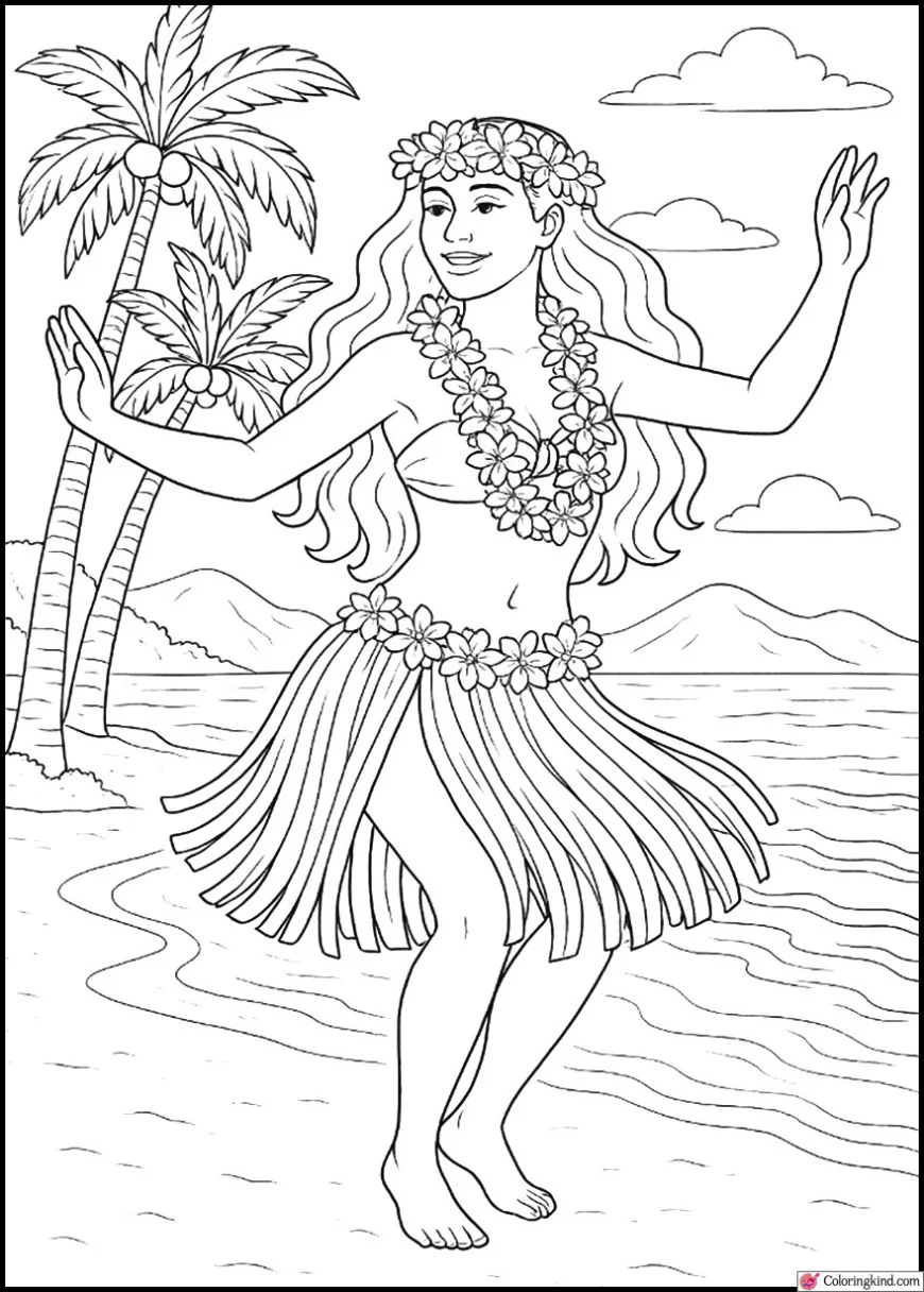 Tahitian Dance on Island Beach with Coconut Trees