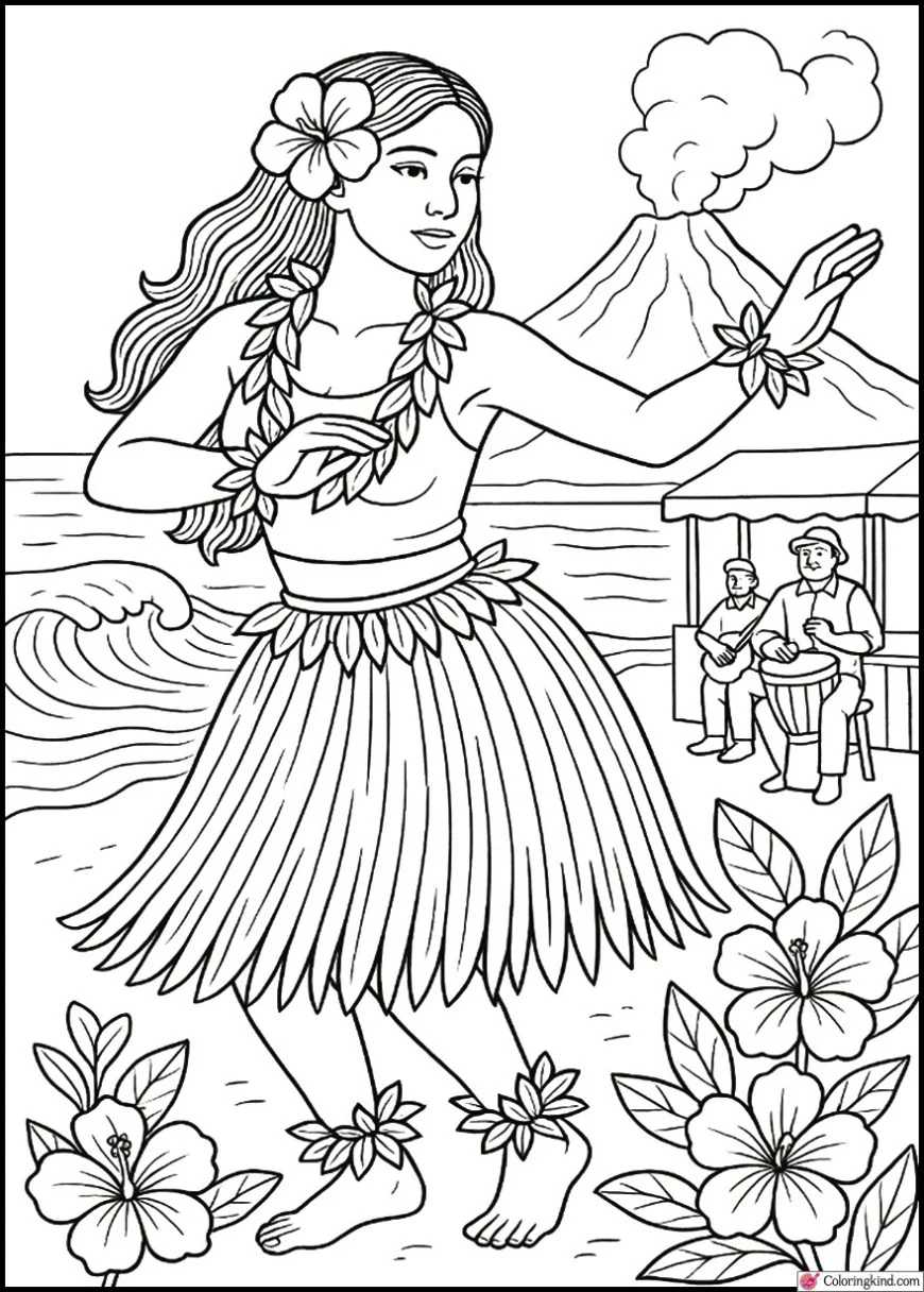 Hula Dancer by Ocean Waves
