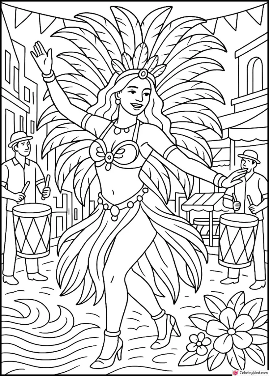 Samba Parade Dancer in Rio Street Carnival