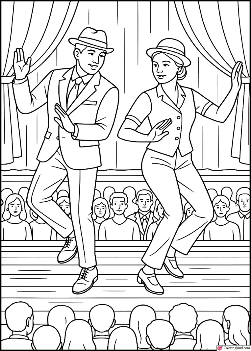 Tap Dancers Performing on Wooden Stage