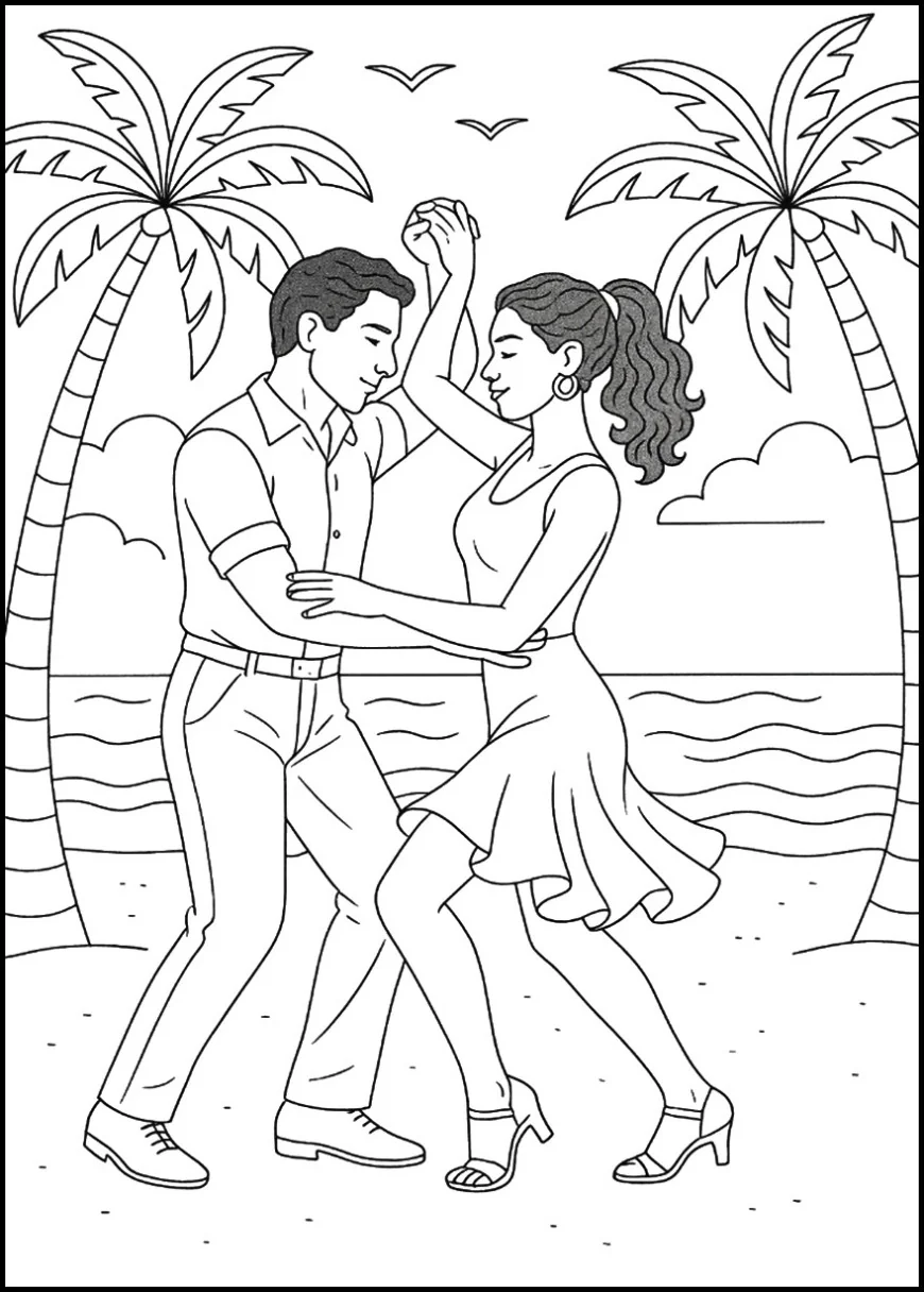 Salsa Dancers on Tropical Beach