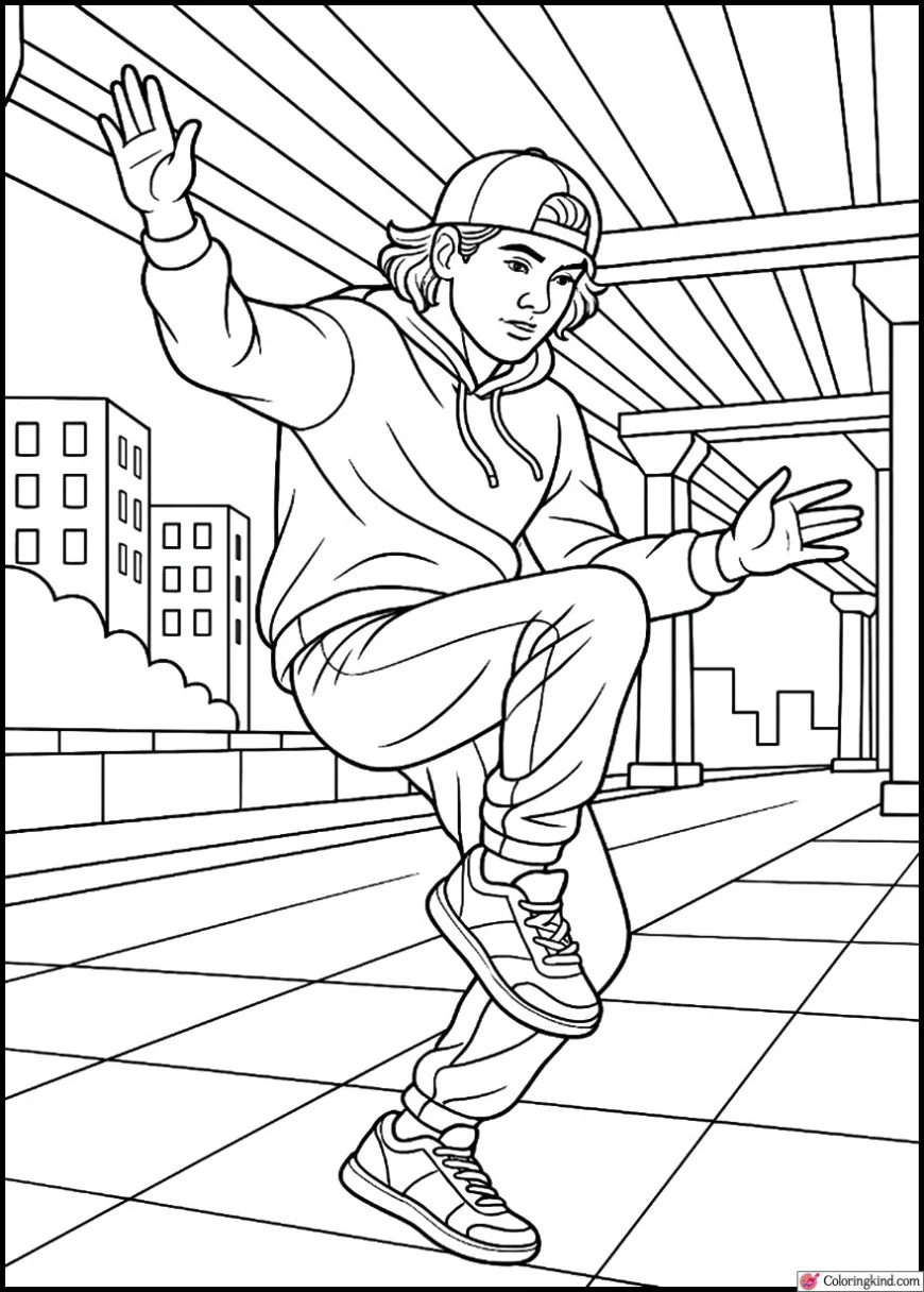 Street Jazz Dancer Kicking in Night Club Scene