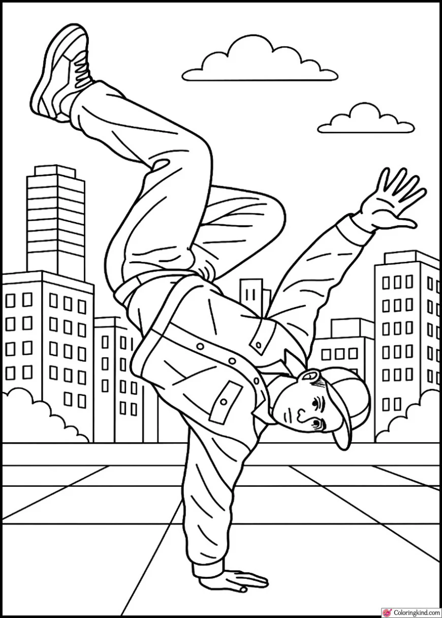 Breakdancer Balancing on One Hand Downtown