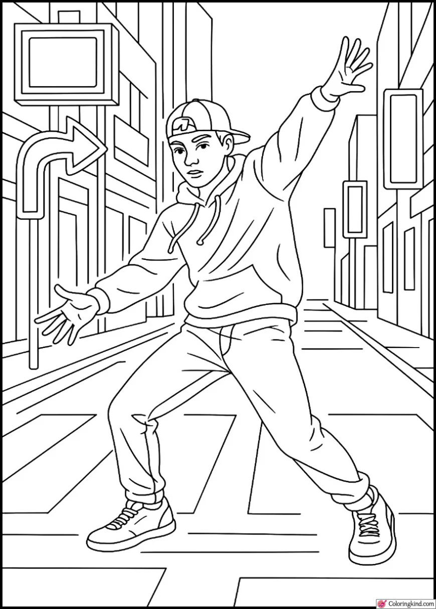 Freestyle Dancer in Neon Street at Night